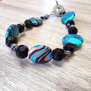 Colored Stone and Acrylic Bracelet